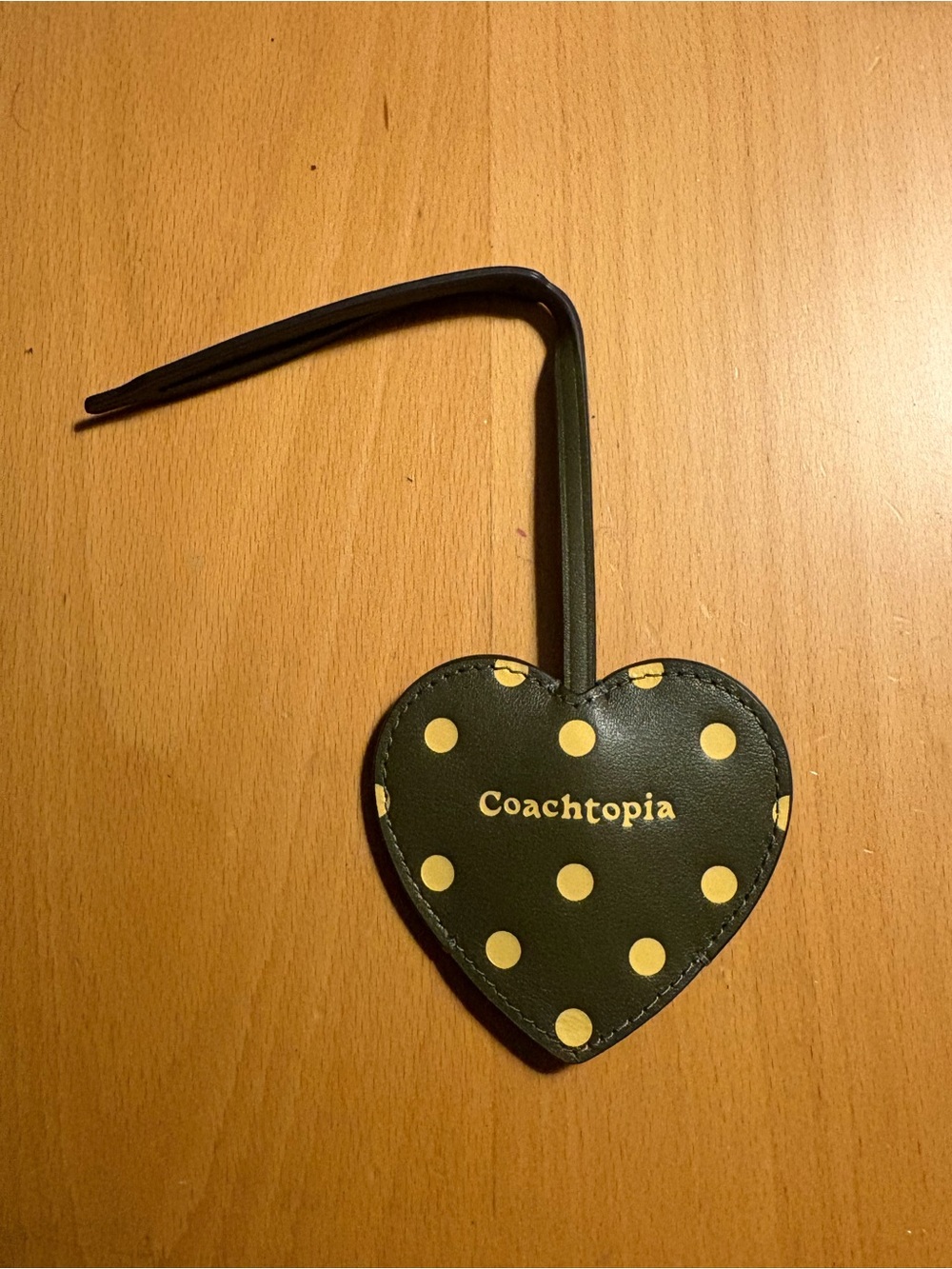 Coachtopia Olive Green Polka Dot Heart Bag Charm